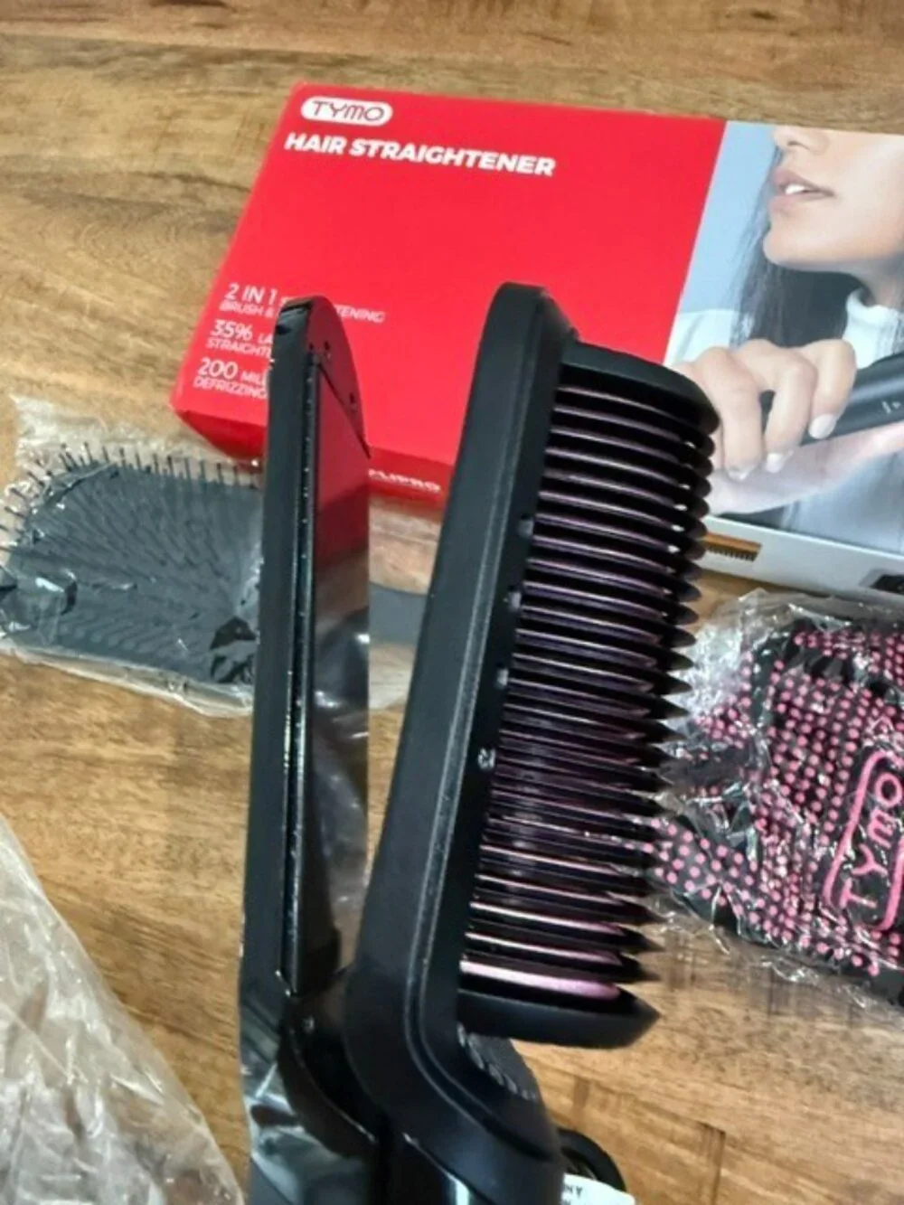 TYMO Flipro Hair Straightener Comb Brush 2 in 1 Flat Iron Anti Frizz 200M Ions